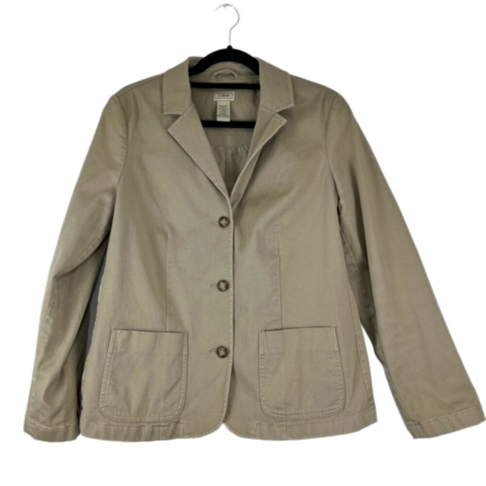 LL Bean Light Academia Preppy Beige Cotton Blazer